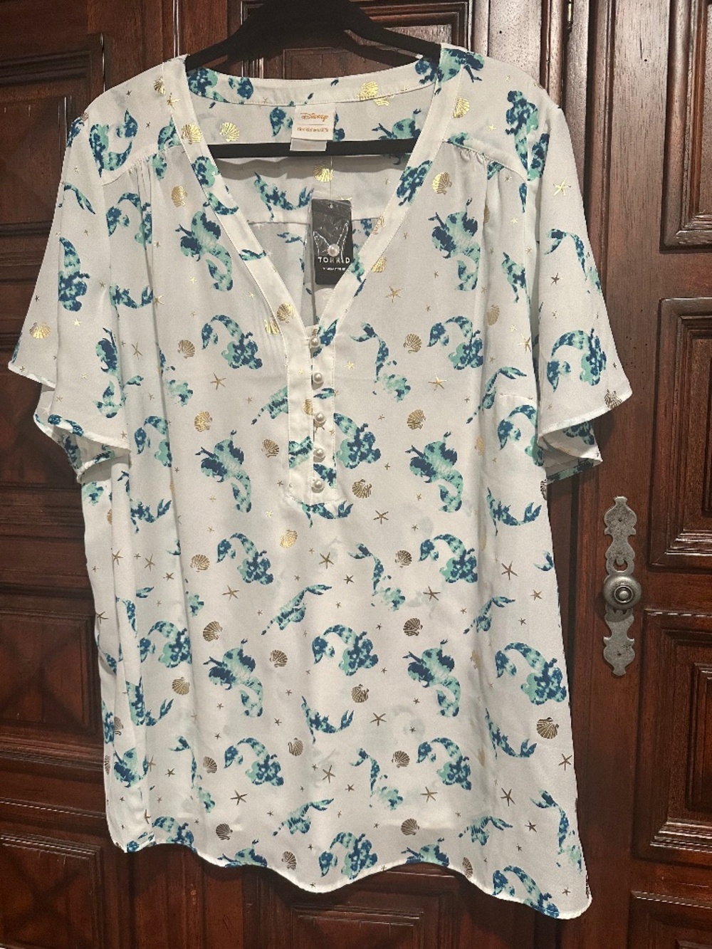 TORRID DISNEY Size 3 The Little Mermaid Ariel Her Universe Blouse PEARLS CRUISE